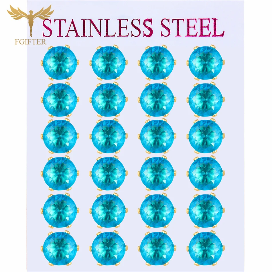 12 пар Lot Seamine Кубический оксид циркония Круглые наушники Женский костюм Золотой