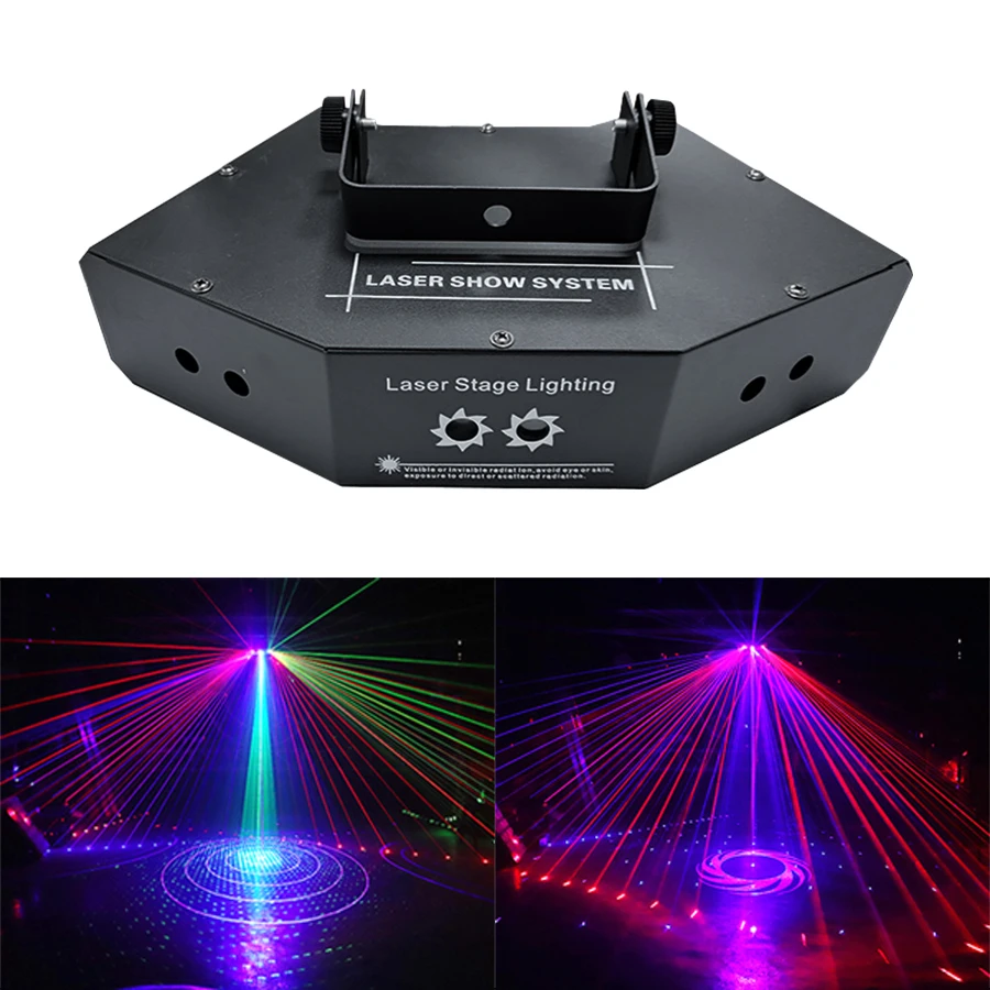6 Eyes RGB Scan Full Color Gobo Laser Light DJ Stage Effect DMX512 For Dance Floor Party Bar Wedding Control Projector