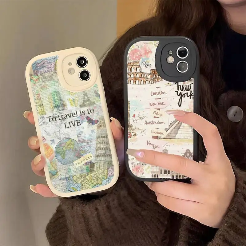 

World Map Travel Phone Case Hard Leather Phone Case for iPhone 13 12 Mini 11 14 Pro Max Xs X Xr 7 8 Plus 6 6s Se 2022