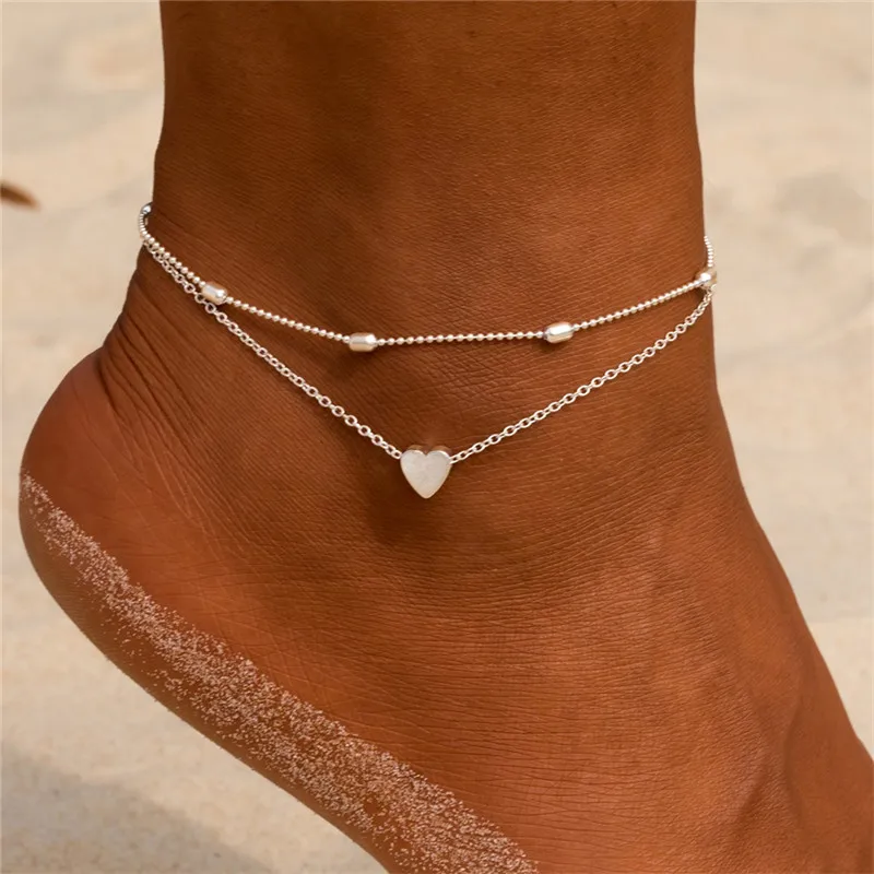

TOBILO New Fashion Simple Heart Female Anklets Foot Jewelry Leg New Anklets On Foot Ankle Bracelets For Women Leg Chain Gifts