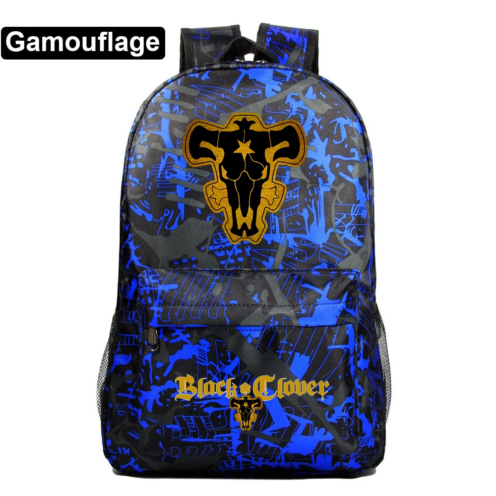 Рюкзак с рисунком черного клевера для мальчиков и девочек школьные ранцы