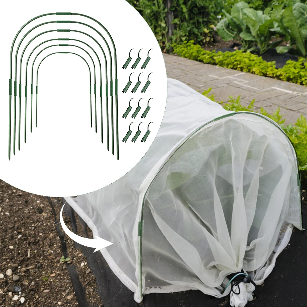 

54pcs Garden Protective Steel Stakes Vegetable Tunnel Frame Growing Row Cover Clip DIY Sturdy Greenhouse Hoop Set Plant Support