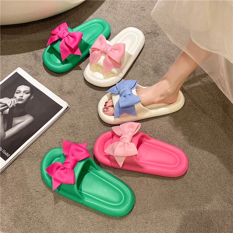2021 Summer New Fashion Women's Flip Flops Fashion Butterfly-knot Sandals Women Open Toe Sandals Soft Comfortable Wild Slides