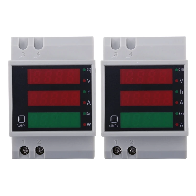 

2X AC 200-450V Power Meter DIN Rail Type Digital Display Ammeter Voltmeter