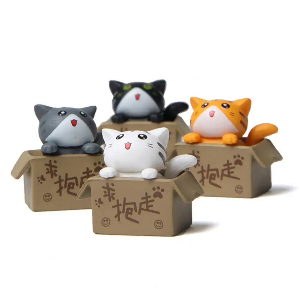 

Cat Figurines Gardening Doll Creative Micro Landscape Cardboard Box Cat Mini 3D Cartoon Animal Models Desktop Ornaments