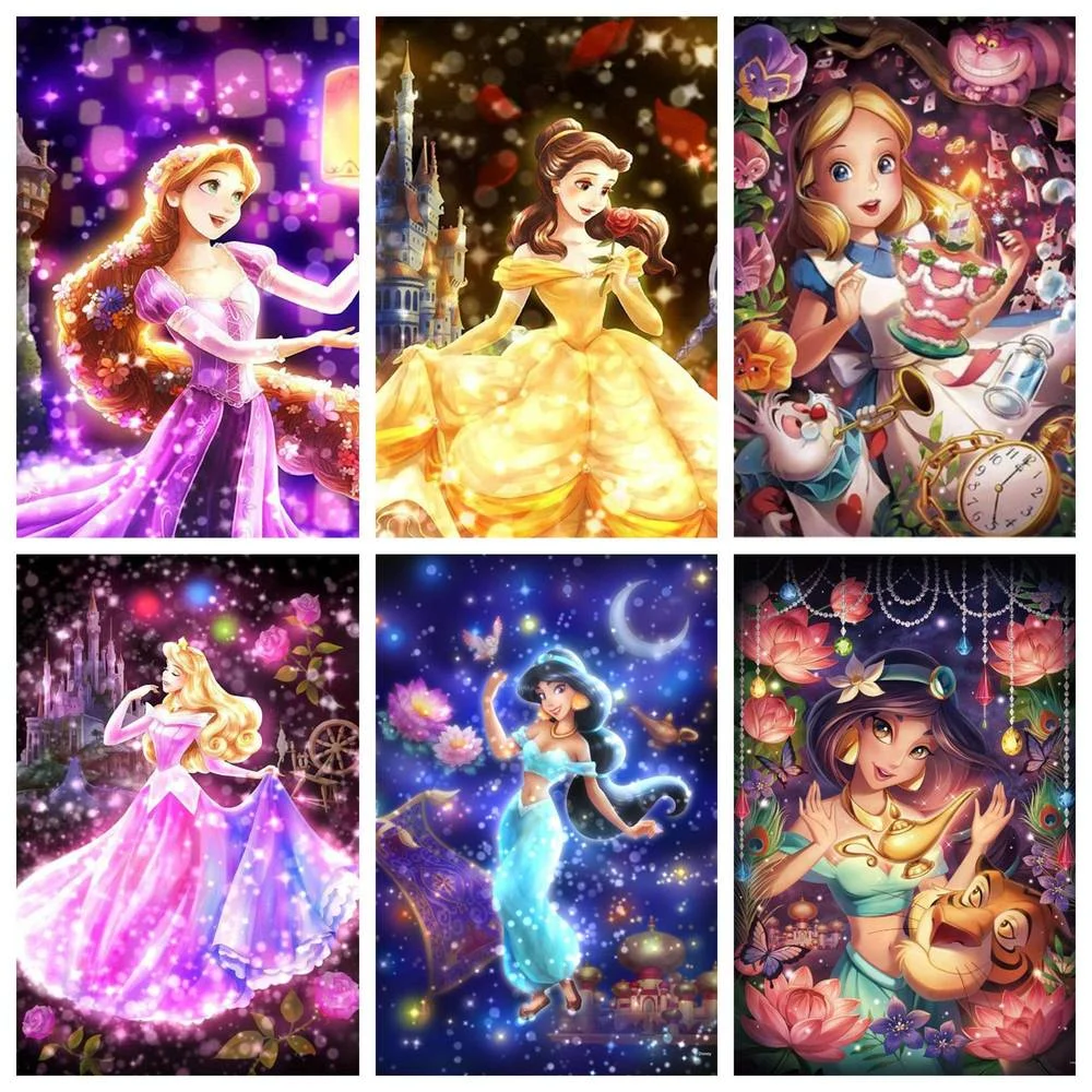 

Disney 5D DIY diamond painting cartoon beautiful princess cross stitch set hand inlaid gift girl home bedroom wall decoration