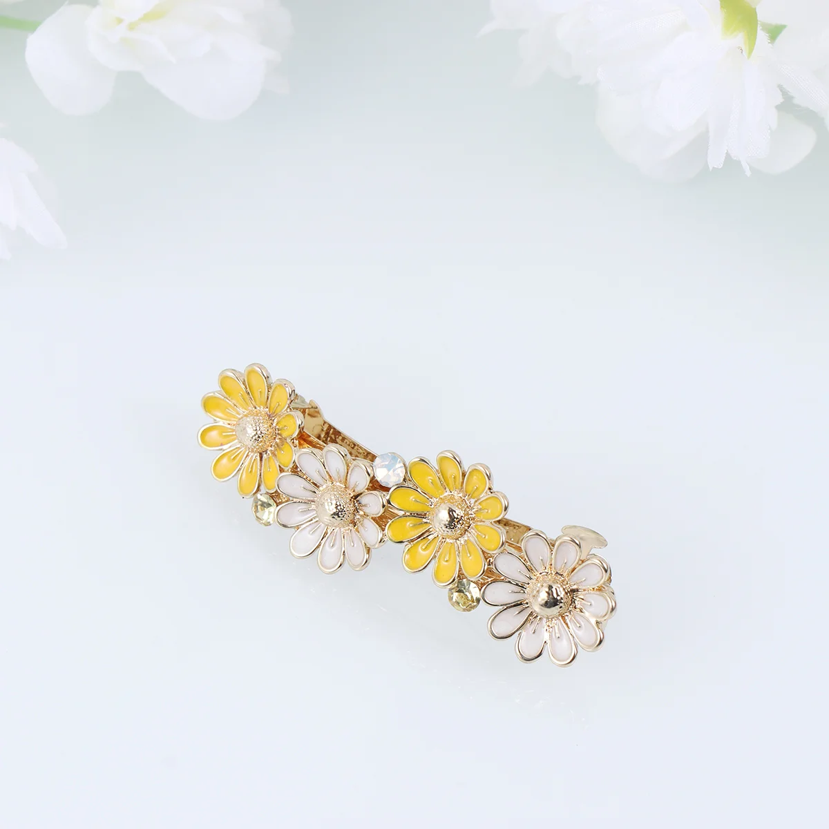

Hair Flower Clipscrystal Girls Clamp Alloy Pin Bobby Hairpin Daisy Metal French Spring Clipbarrettes Holder Ponytail Alligator