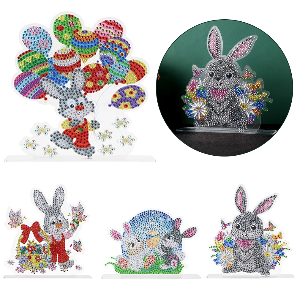 

DIY Diamond Painting Ornaments Easter Decoration Cute Bunny Egg Handmade Diamond Decoration Desk Table Home Decor Holiday Gift