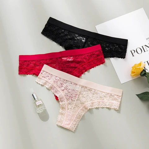 3 pcs BANNIROU Low-Rise Sexy Panties Thongs For Women Transparents Lace T-back Ladies Intimates Female Underwear