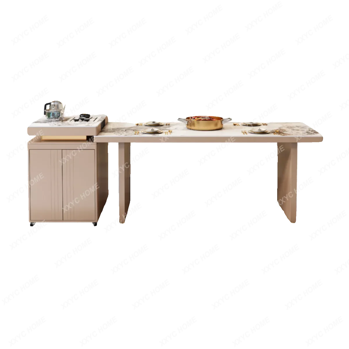 Каменная плита мобильный кухонный остров обеденный стол скрытая индукционная