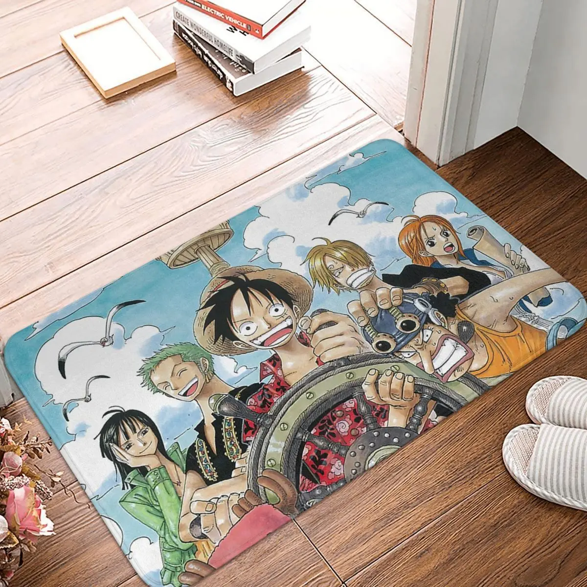 

One Piece Monkey D Luffy Nami Sanji Anime Kitchen Non-Slip Carpet Strawhat Flannel Mat Entrance Door Doormat Floor Decor Rug