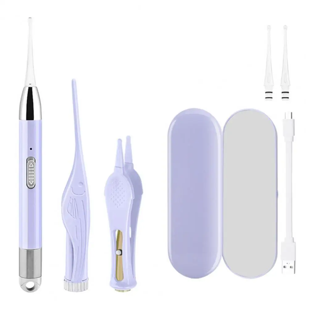 

1 компл., Современная ложка для ушей с гладкими краями, машинка для стрижки ушей и носа, USB-зарядка, светодиодные инструменты для ухода за ушами, принадлежности для красоты, ухочистка