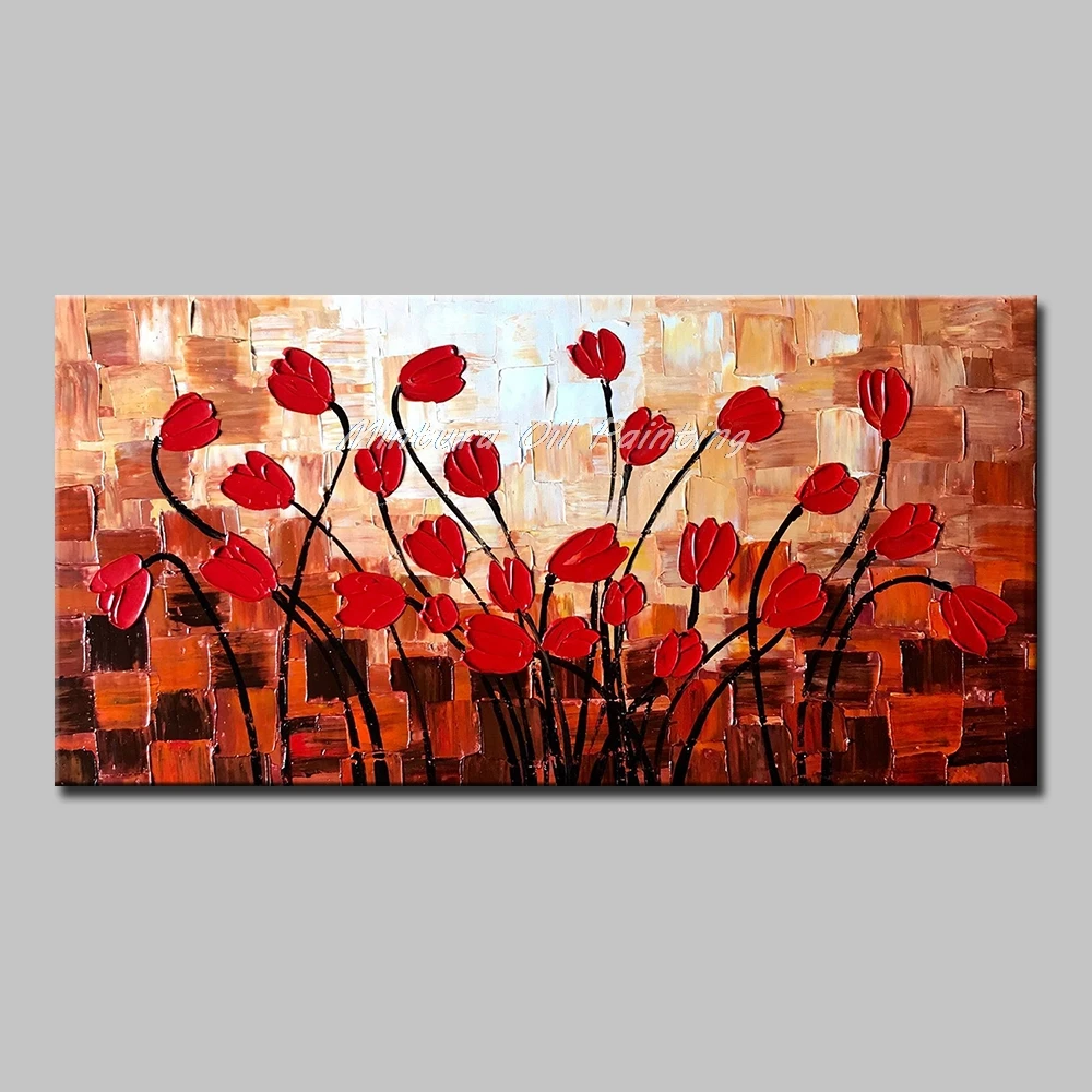 Mintura Handpainte Palette Knife Flowers Картины маслом на холсте Современная абстрактная картина