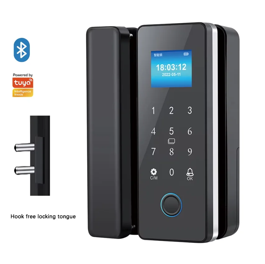 

TYSH цифровая стеклянная дверь умный замок биометрический отпечаток пальца приложение tuya разблокировка ключ замка карта nfc пароль Wifi или замок Ble Link