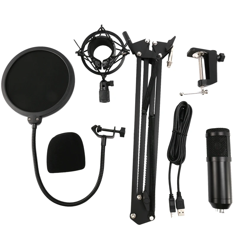 

USB Condenser Microphone, 192KHZ/24Bit Professional PC Streaming Podcast Cardioid Microphone Kit For Recording