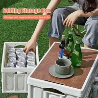 Foldable Storage Boxes With Lid Table Folding Camping Basket Tourist Car Vehicle Supplies Fishing Accessories Plastic Container