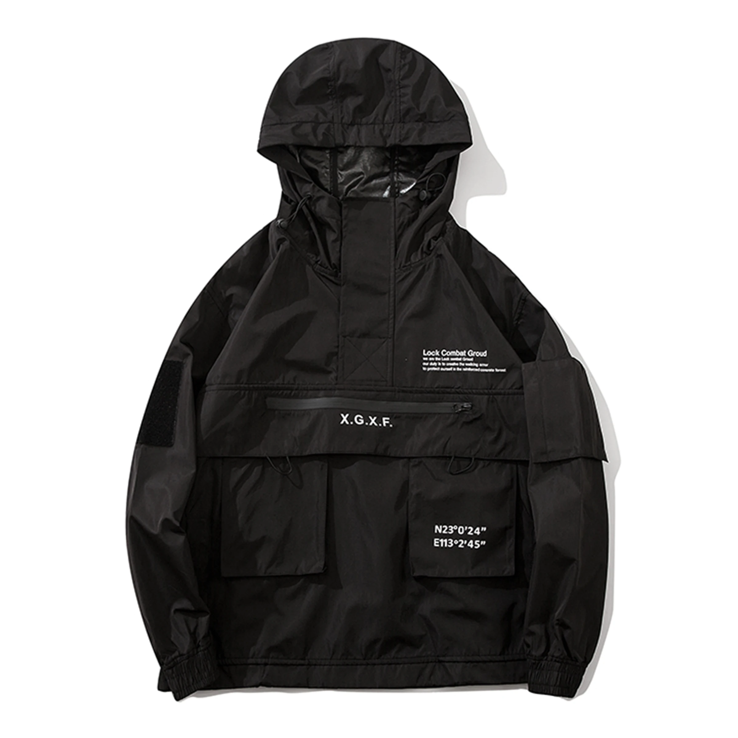 Темный панк Харадзюку Тактический Костюм с капюшоном свободная куртка-карго