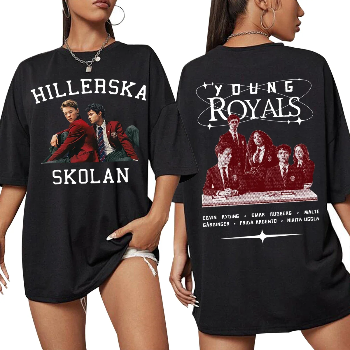 Лидер продаж 2024 футболка Young Royals Hillerska Skolan школьная летняя большого размера