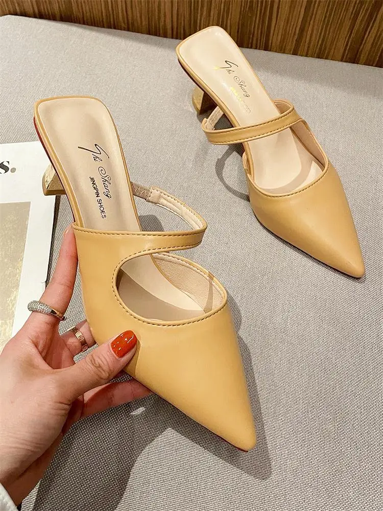 

Туфли женские на квадратном каблуке, с острым носком, из ПУ кожи