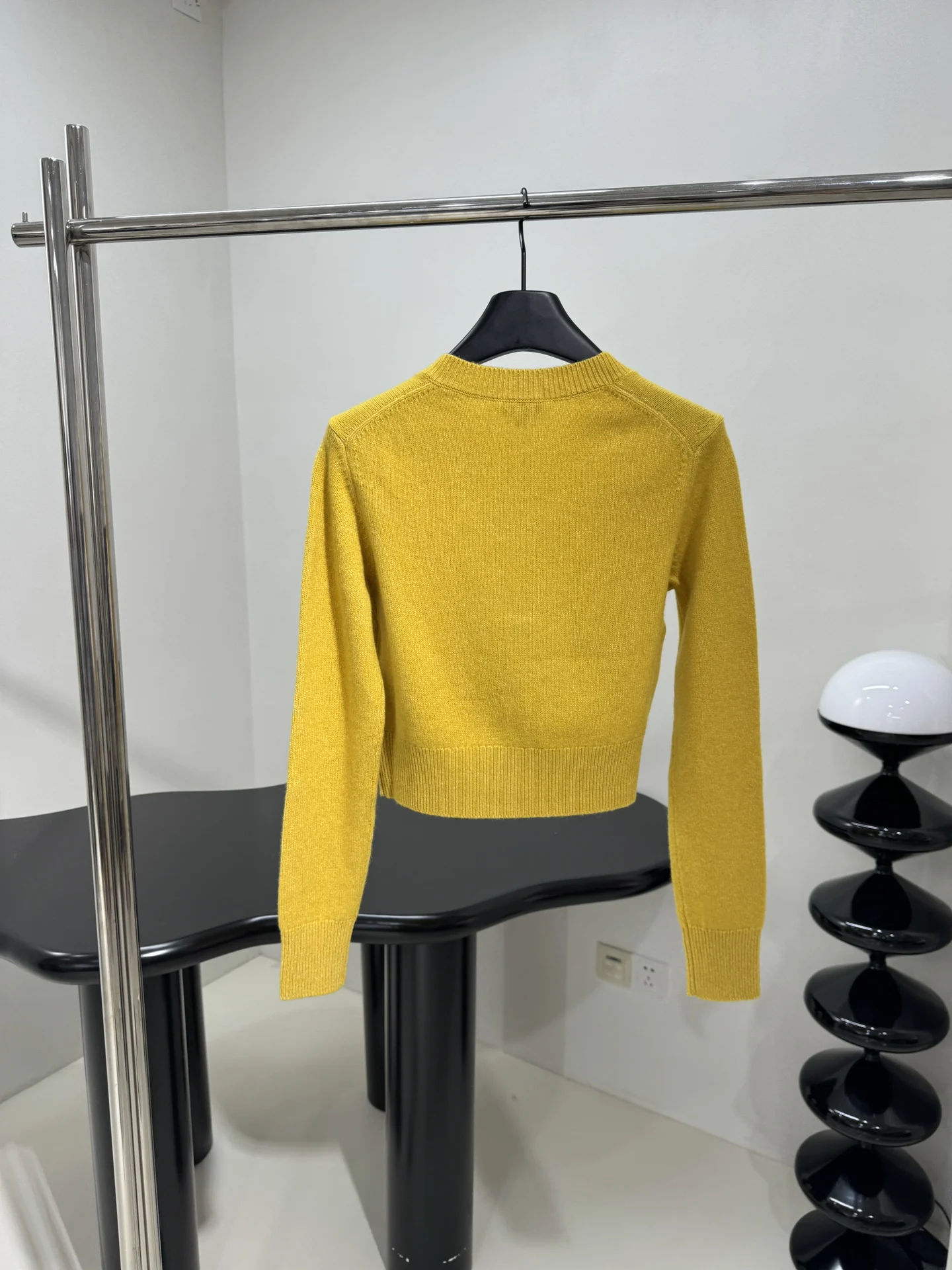 Осень-зима ярко-желтый вязаный шерстяной Кашемировый Кардиган Куртка