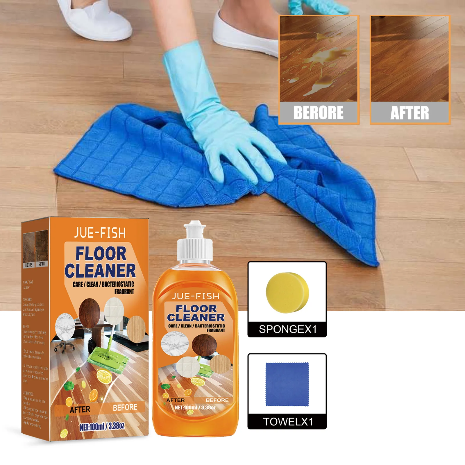 

Powerful Decontamination Floor Cleaner Wood Floor Stain Remover Cleaning Polishing Brightening Repair Scratch Tool