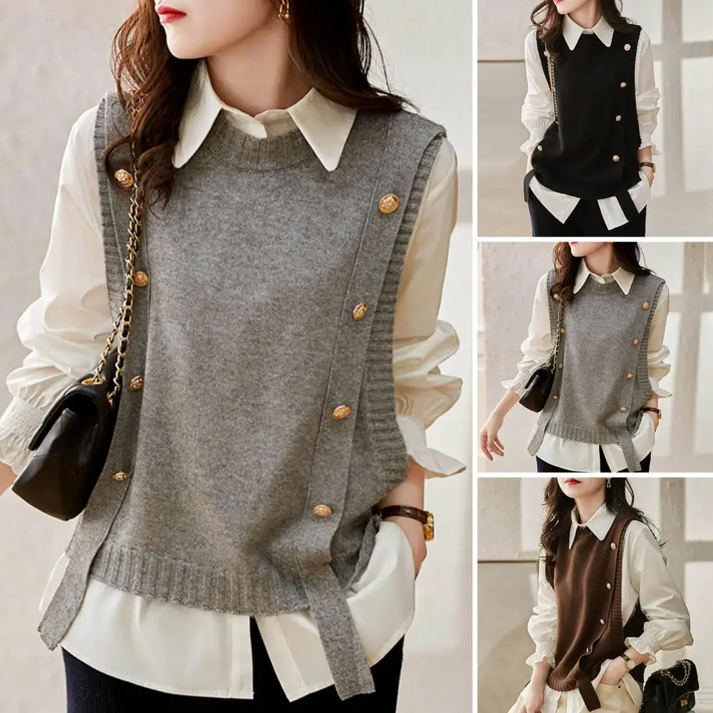 Женский жилет для рубашек или топов Модный женский вязаный Стильная майка без