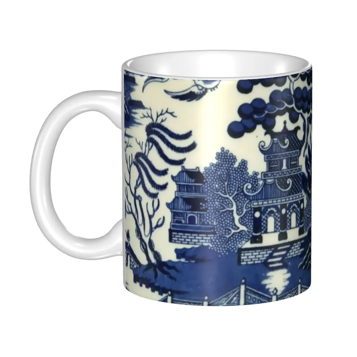 

Сделай Сам, антикварная ивовая посуда, Восточная холщовая керамическая кружка, персонализированная синяя чайная пагода, чашка для кофе, кре...