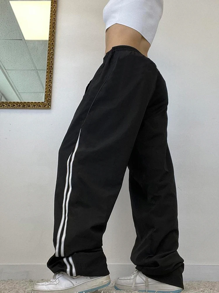 Женские свободные брюки Weekeep черные штаны в уличном стиле бриджи для бега