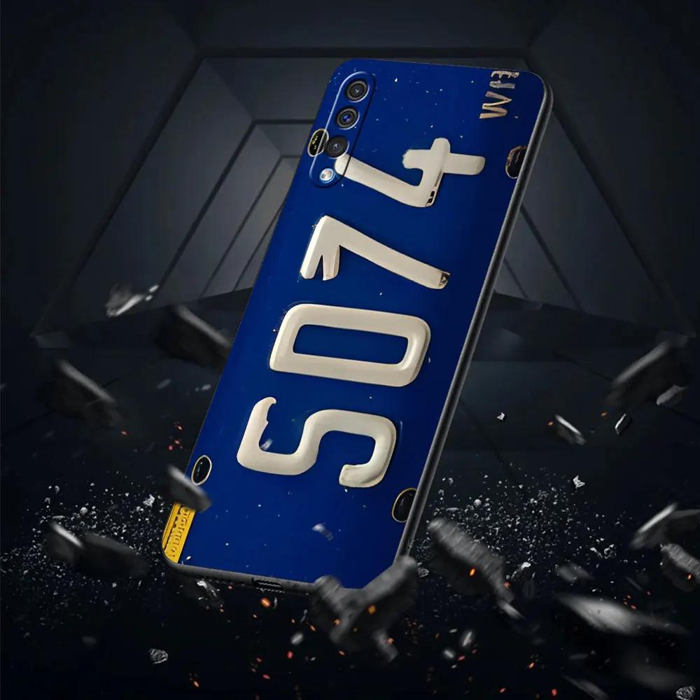 Фото Чехол для телефона в стиле ретро с номерным знаком для Samsung Galaxy A30s A10 A10s A20 A20s A70s A06 A9 A40 A7 A8 A04s A50s, черный, из матового ТПУ №5