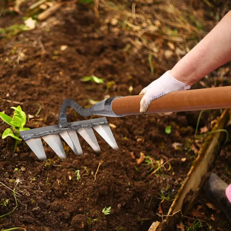 

Gardening Hoe Weeding Rake Steel Farm Tool Grasping Raking Level Loosen Soil Harrow Clean Leaves Collect Weeds Agricultural Tool