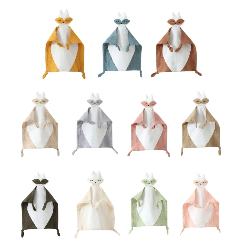 

K1MA LittleFox Comfort Blanket for Newborn Cotton Handkerchief Wipe Towel Hand Cloth