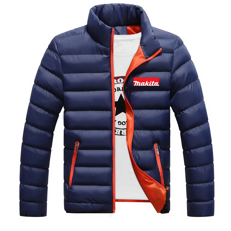 

Makita Mens Jacket Long Sleeve Casual Fashion Zipper Windbreaker Windproof Clothing Thick Stand Male Solid Winter Coats