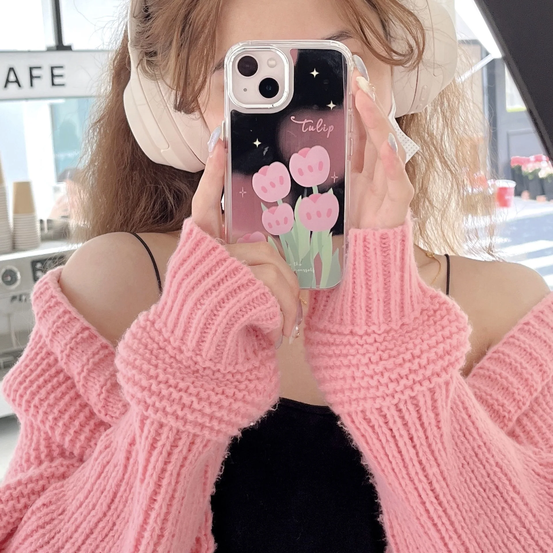 

Mirror tulip metal lens frame Phone Case For iphone 14 13 12 11 Pro Max X XR XSMAX 7 8 Plus SE TPU Case Cover new products