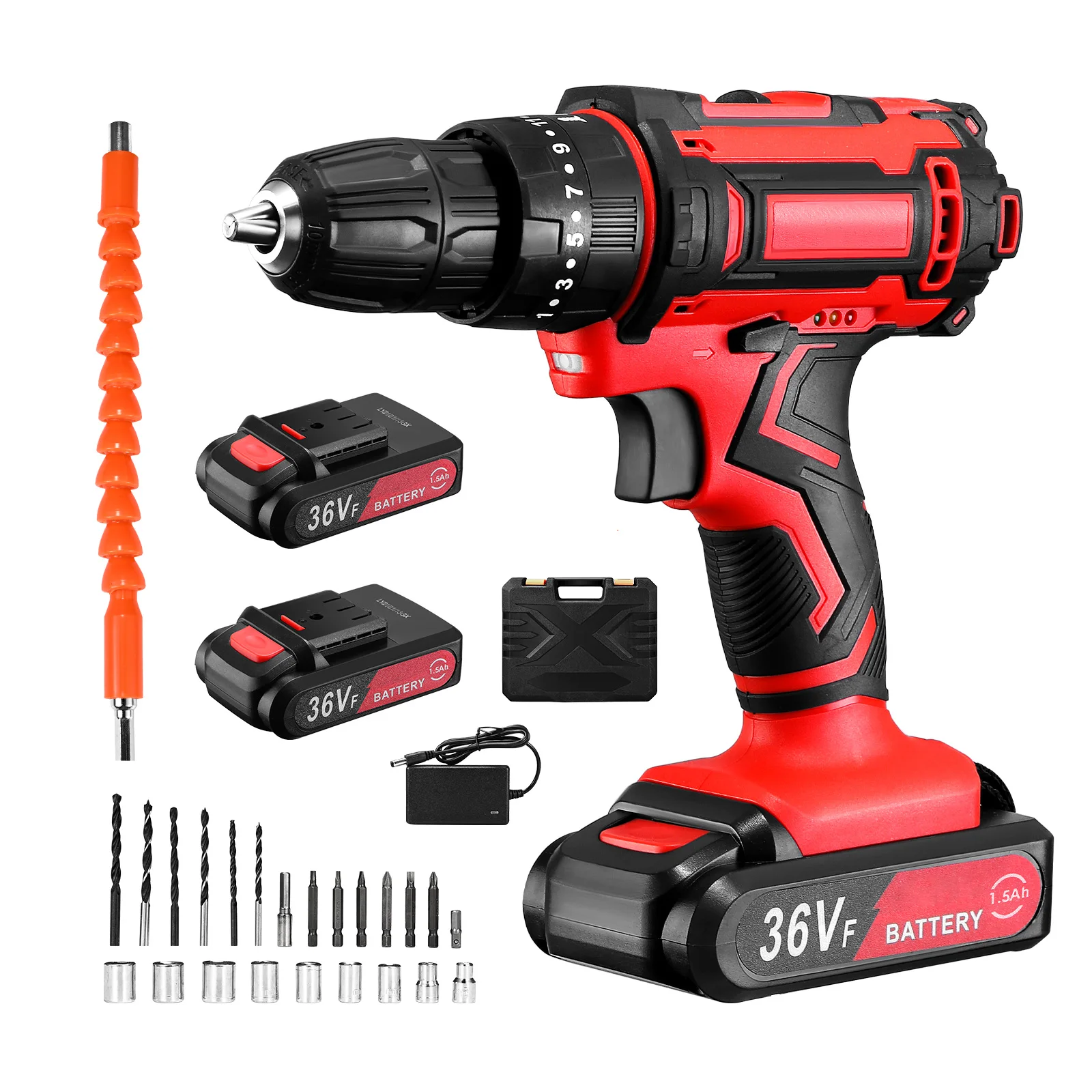 

36V 12V Impact Cordless Drill Power Tools Wireless Drills Rechargeable Drill Set for Electric Screwdriver Battery Driller Tool