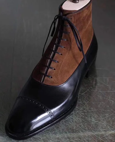 Мужские ботинки из натуральной кожи, с высоким верхом, на шнуровке