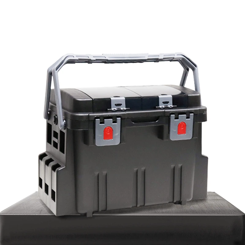 

Big Size Fishing Tackle Box Double Handle High Strength Sittable Large Capacity Outdoor Tank Fishing Accessories Storage Case