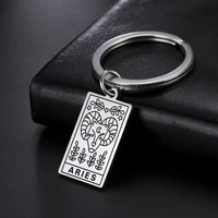 leo aries cancer 12 constellation keychain women men fashion zodiac pendant key ring stainless steel jewelry birthday gift