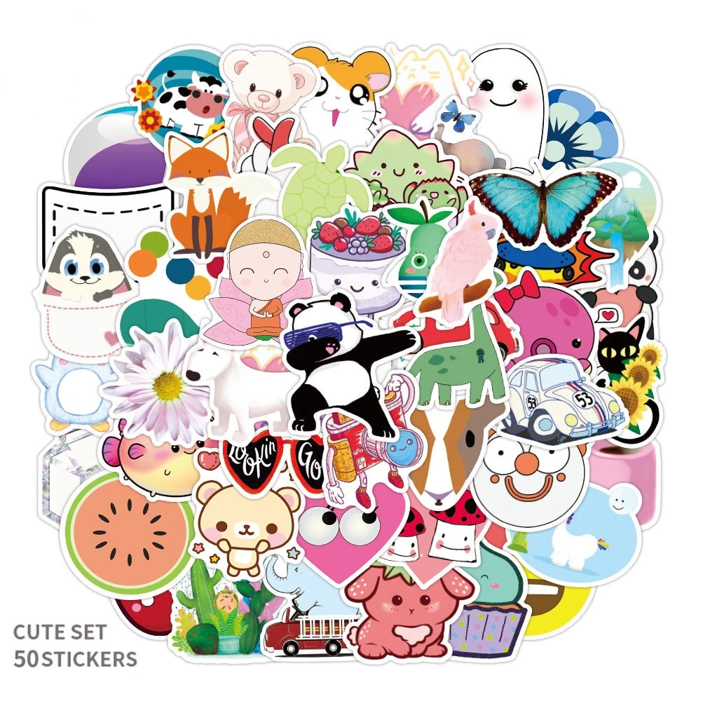 

50 Sheets of Cartoon Cute Mouse Panda Anime Stickers DIY Toy Kawaii Gift Decoration Scrapbook Waterproof Aesthetic Pegatinas