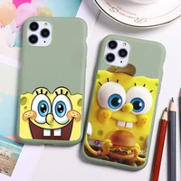cute spongebob phone case for iphone 13 12 11 pro max mini xs 8 7 6 6s plus x se 2020 xr candy green silicone cover