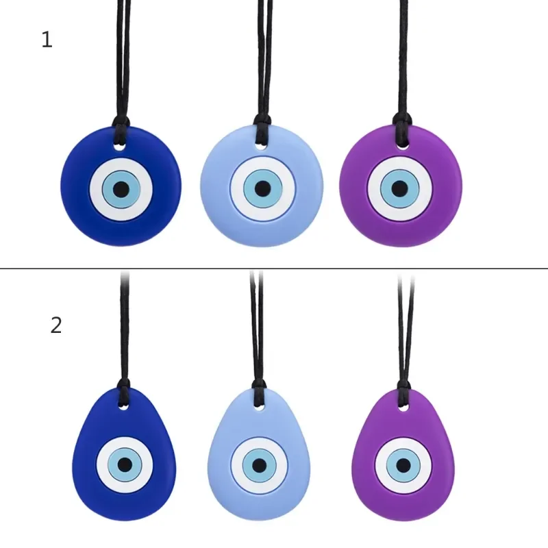 Teether Silicone Blue Eyes Chew Necklace Autistic Baby Silicone Teether Autism Sensory Chewy Toys Autism ADHD Teething Care