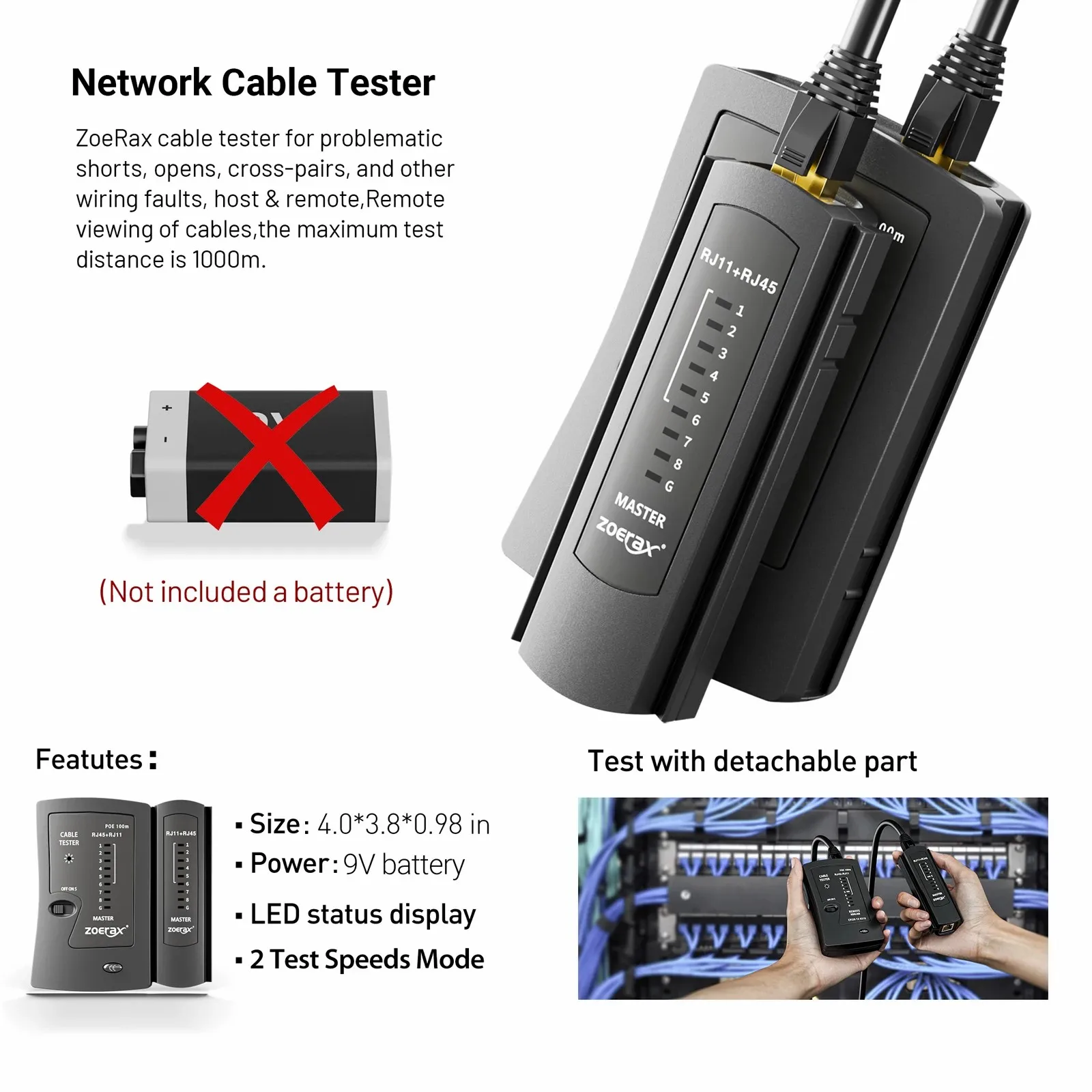 Фото Набор сетевых инструментов, набор инструментов для обжима ZoeRax RJ45, проходной обжимной инструмент RJ45, кабельный тестер, инструмент для пробивания, инструмент для зачистки №2