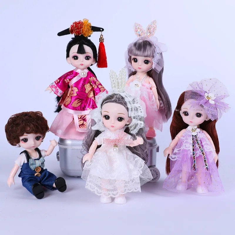 

16cm BJD Mini Doll 13 Movable Joints 1/12 Multi-color Hair Princess Doll Chinese Costume Wedding Dress Dress Up Girls DIY Toys
