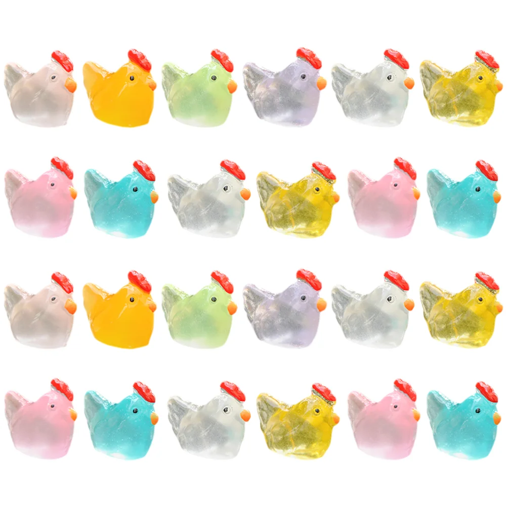 

24 Pcs Micro Landscape Ornament Chick Garden Tiny Statues Resin Miniature Figurines Chicken