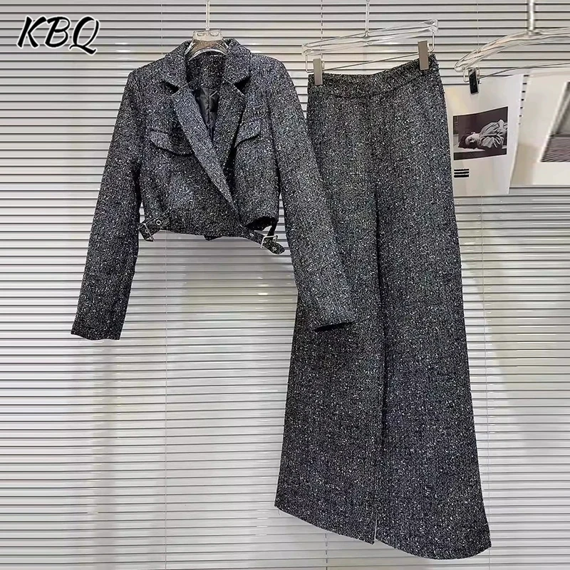 KBQ однотонный элегантный комплект из двух предметов для женщин куртка с длинными