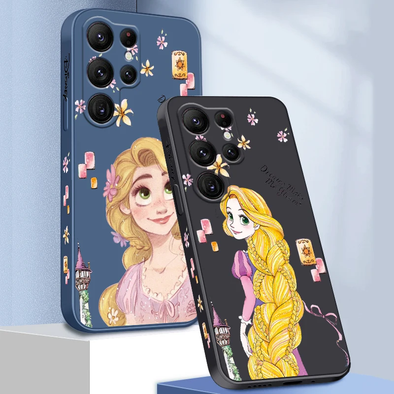 

Princess Tangled Rapunzel Liquid Left Rope For Samsung Galaxy S23 S22 S21 S20 FE S10 Ultra Plus Lite 5G Cover Phone Case