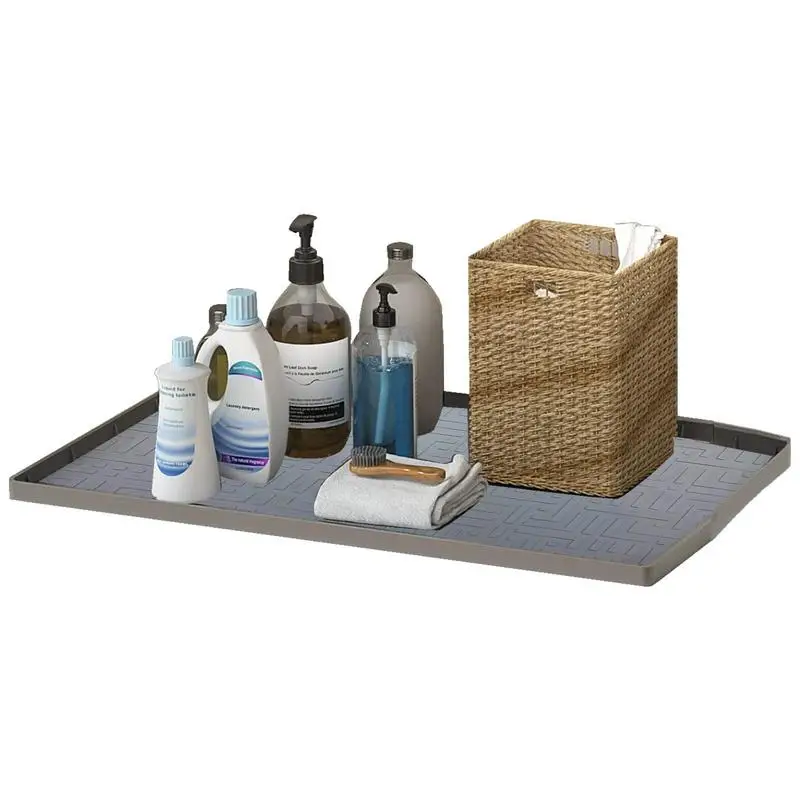 

Under Sink Mat For Kitchen 34 X 22 Silicone Drip Tray For Drips Leaks And Spills 0.67 Height Holds Up To 2 Gallons Of Gray Water