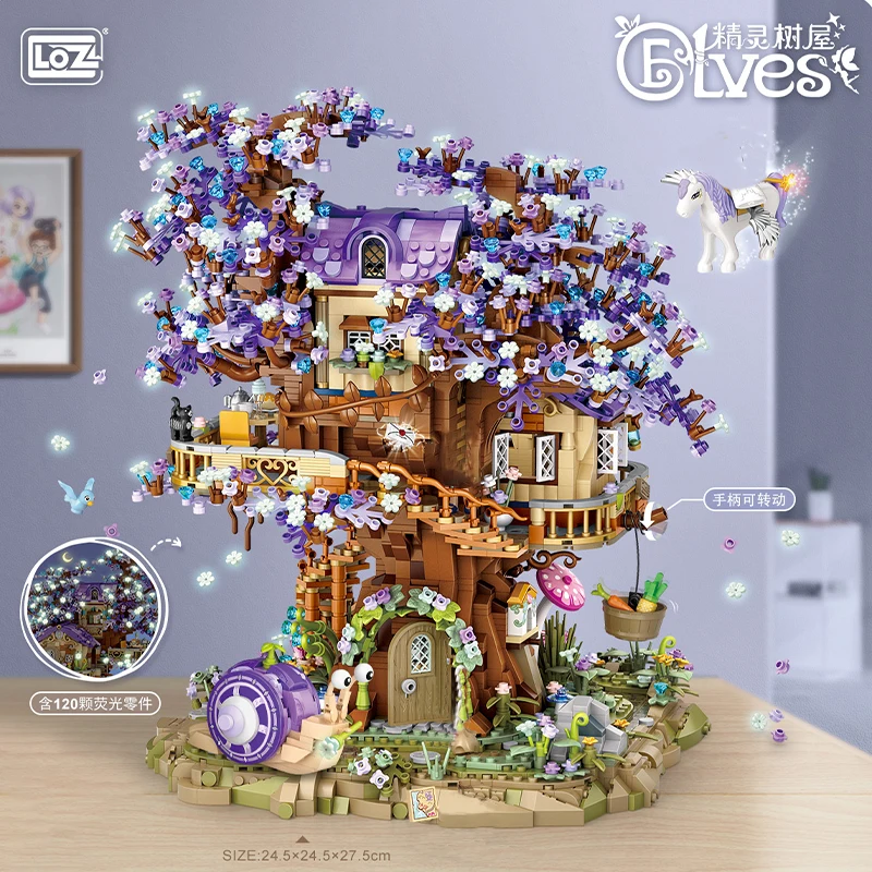 3991 шт. LOZ Mini Elf Tree House City Street View строительные блоки вишневый цвет модель DIY