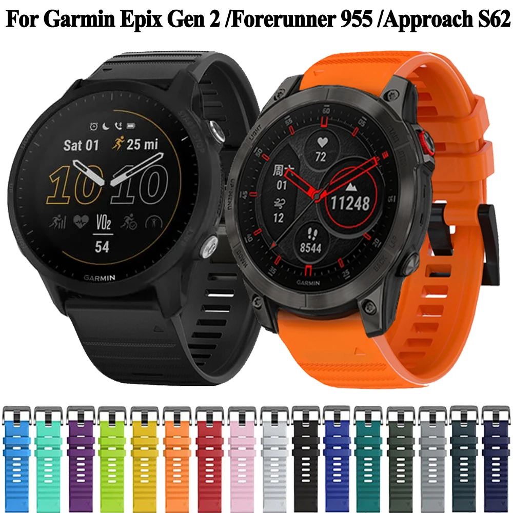 

Силиконовый ремешок для смарт-часов Garmin Epix Gen 2 Forerunner 955, 945 дюйма, браслет для смарт-часов s60, s62, инстинкт 2, спуск G1