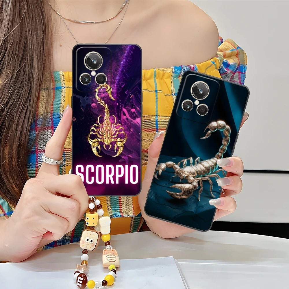 Colored Golden Scorpio Mobile Cell Phone Case for Realme GT 2 9i 8i 7i Pro X50 X2 C35 C21 C20 C11 C3 Black Cover Shell