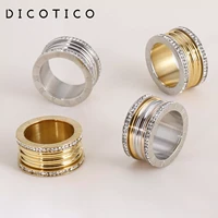 women gold color rings knuckles cubic zircon stainless steel roman numerals heavy rings for women trendy wedding jewelry gifts